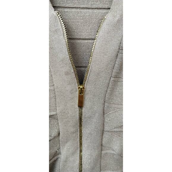 Lane Bryant Gold Sparkle Metallic Front Zip Cardigan Size 22-24 Nylon/Rayon 2XL - Picture 5 of 10